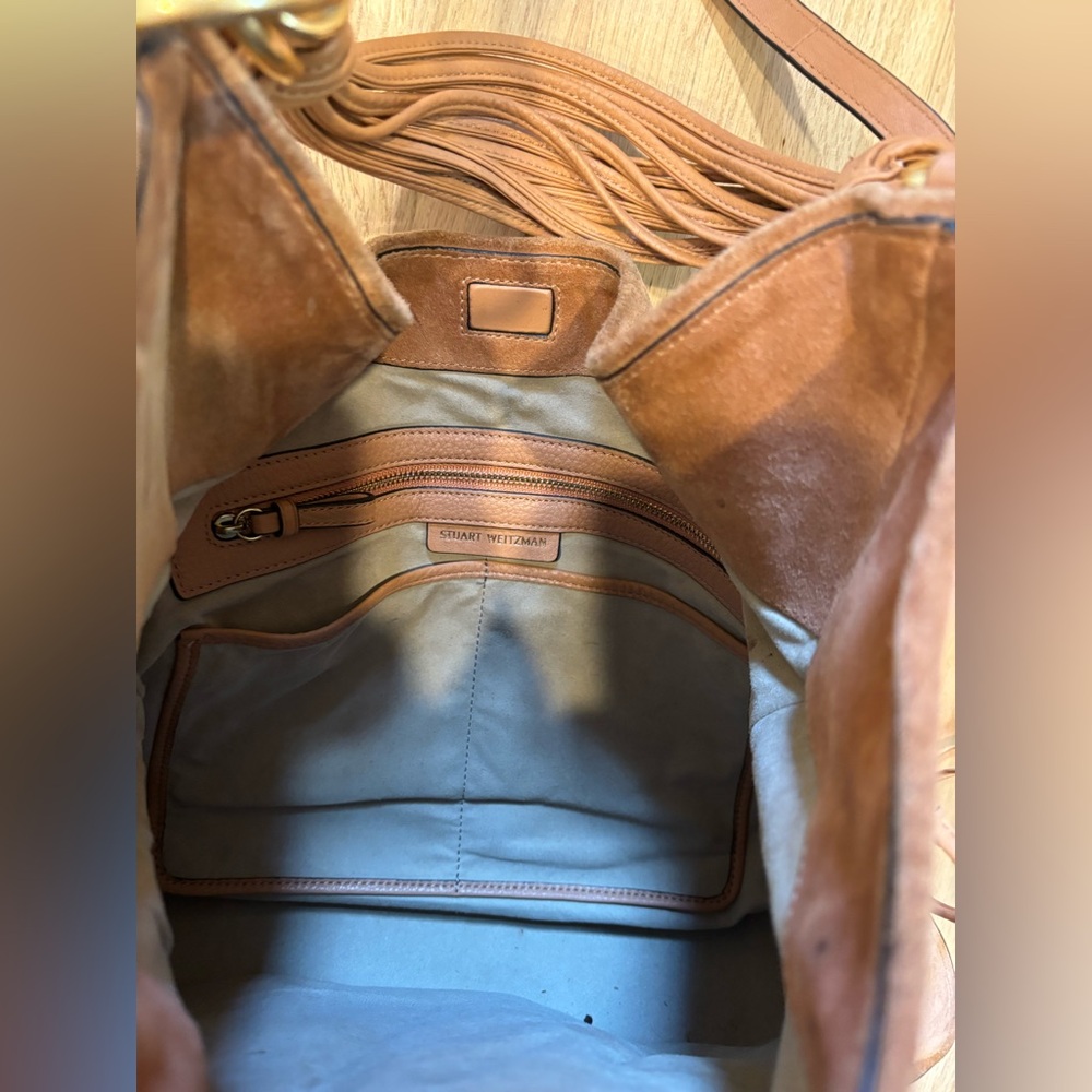 Stuart Weitzman brown suede leather shoulder or crossbody bag - Picture 12 of 13